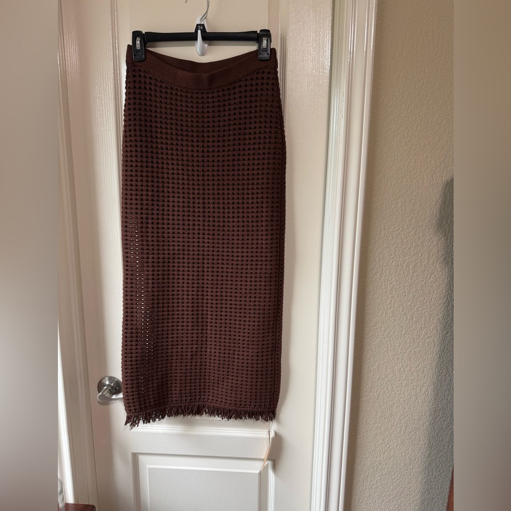 NWT Reformation Lieta cotton open knit set in chestnut - size s - Picture 8 of 9